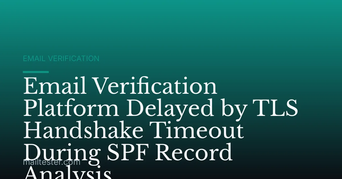 Email Verification Platform Delayed by TLS Handshake Timeout During SPF Record Analysis