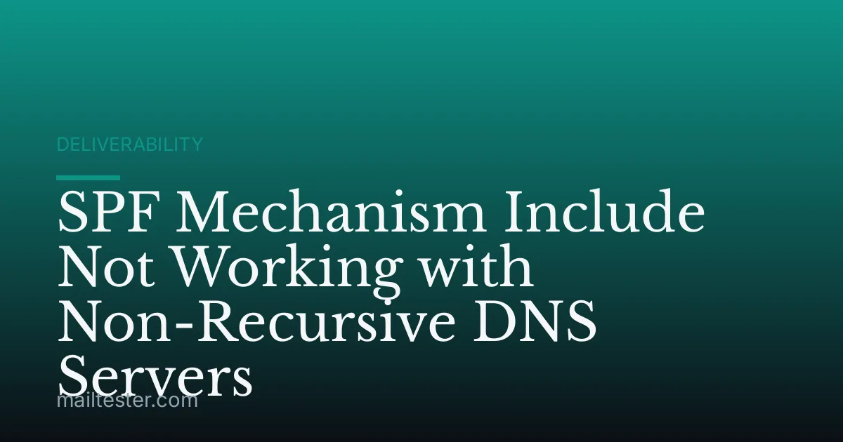 SPF Mechanism Include Not Working with Non-Recursive DNS Servers