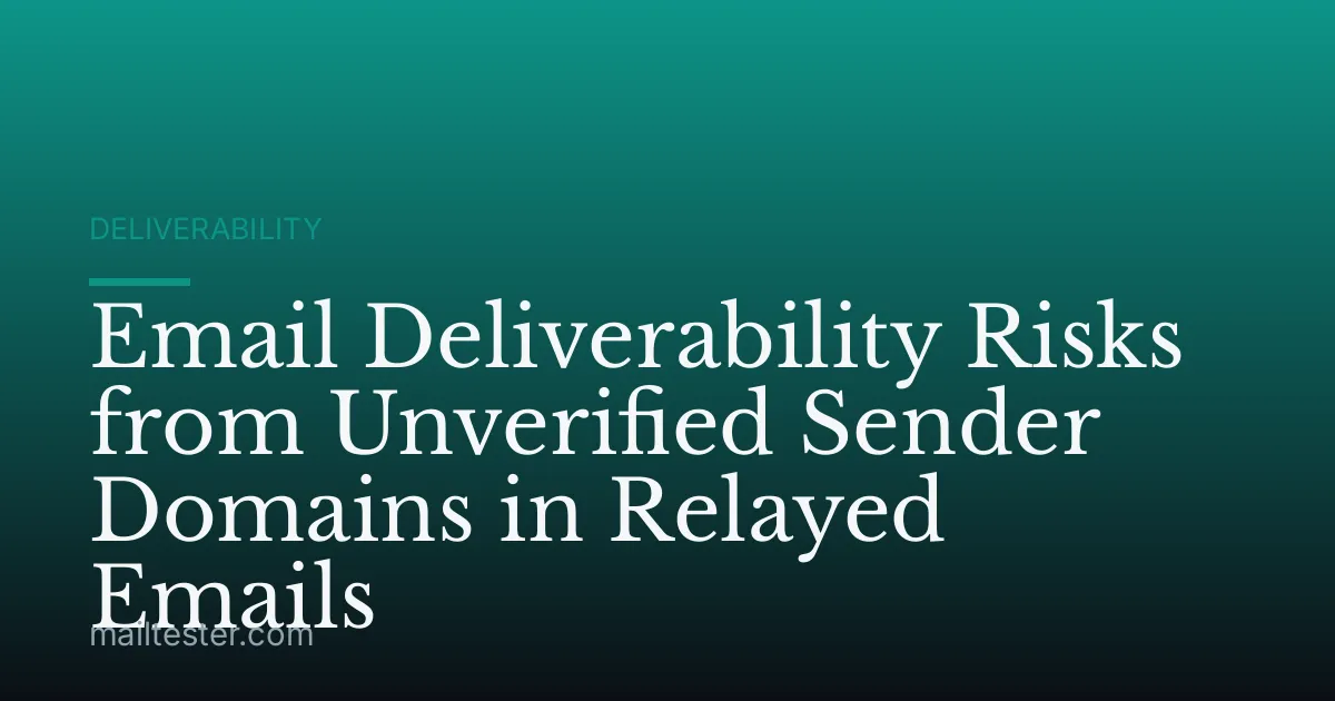 Email Deliverability Risks from Unverified Sender Domains in Relayed Emails