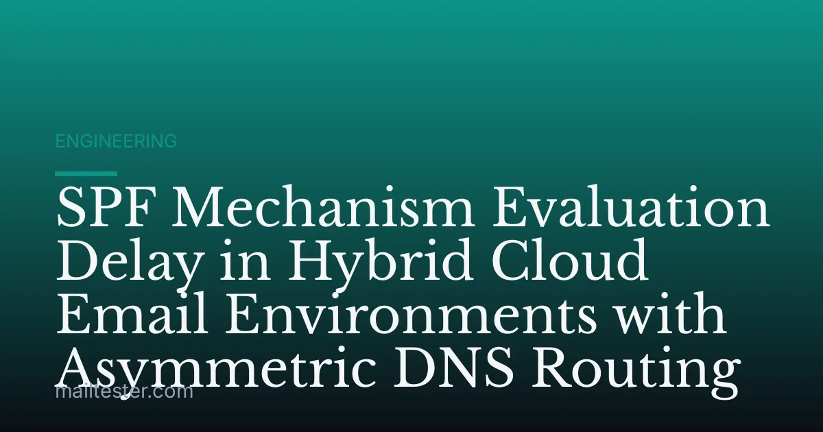 SPF Mechanism Evaluation Delay in Hybrid Cloud Email Environments with Asymmetric DNS Routing