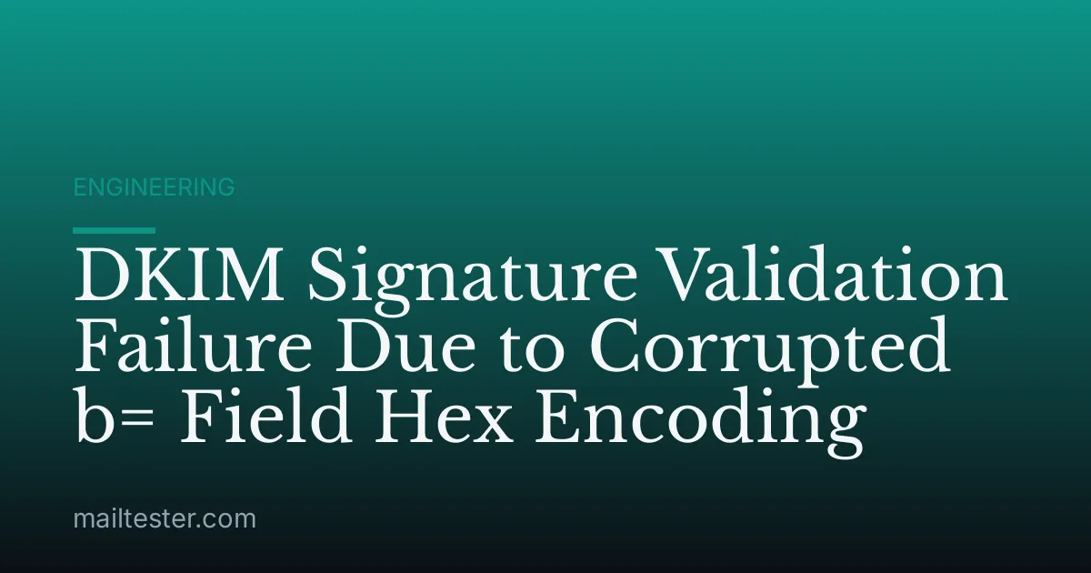 DKIM Signature Validation Failure Due to Corrupted b= Field Hex Encoding