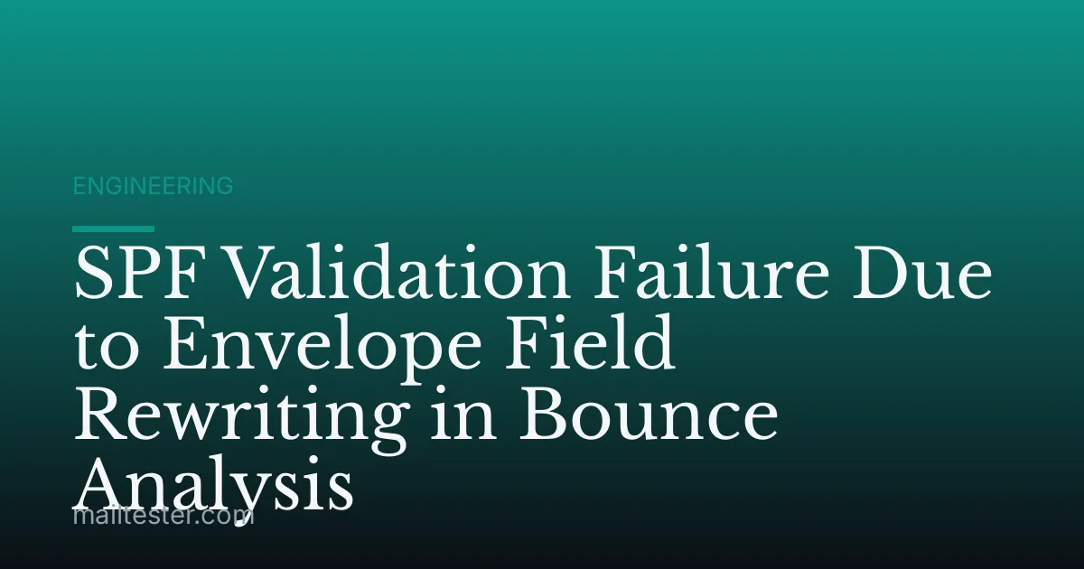 SPF Validation Failure Due to Envelope Field Rewriting in Bounce Analysis