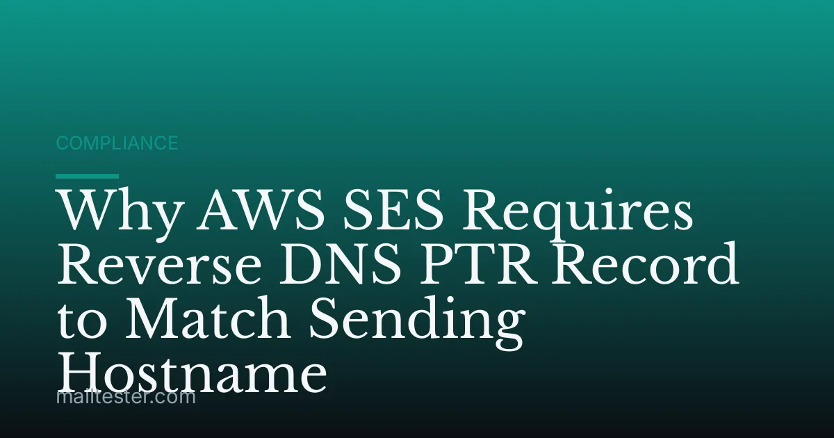 Why AWS SES Requires Reverse DNS PTR Record to Match Sending Hostname