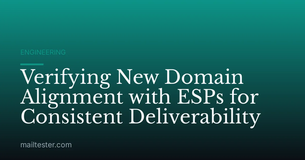 Verifying New Domain Alignment with ESPs for Consistent Deliverability