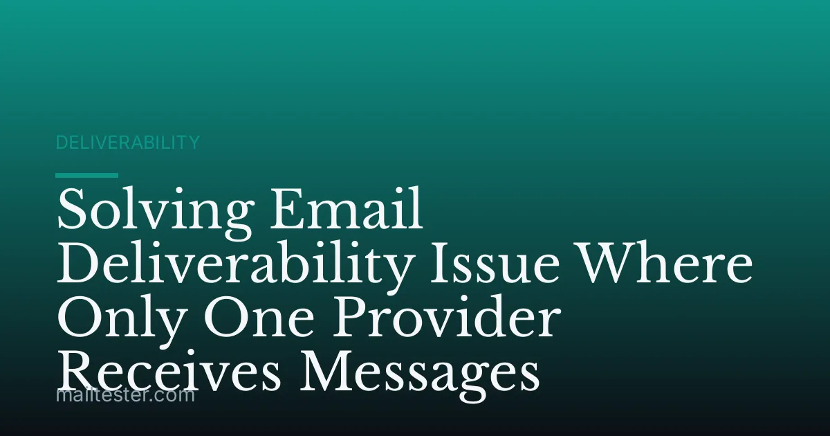 Solving Email Deliverability Issue Where Only One Provider Receives Messages