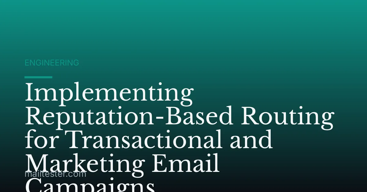 Implementing Reputation-Based Routing for Transactional and Marketing Email Campaigns