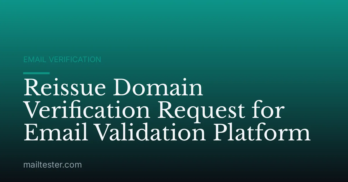 Reissue Domain Verification Request for Email Validation Platform