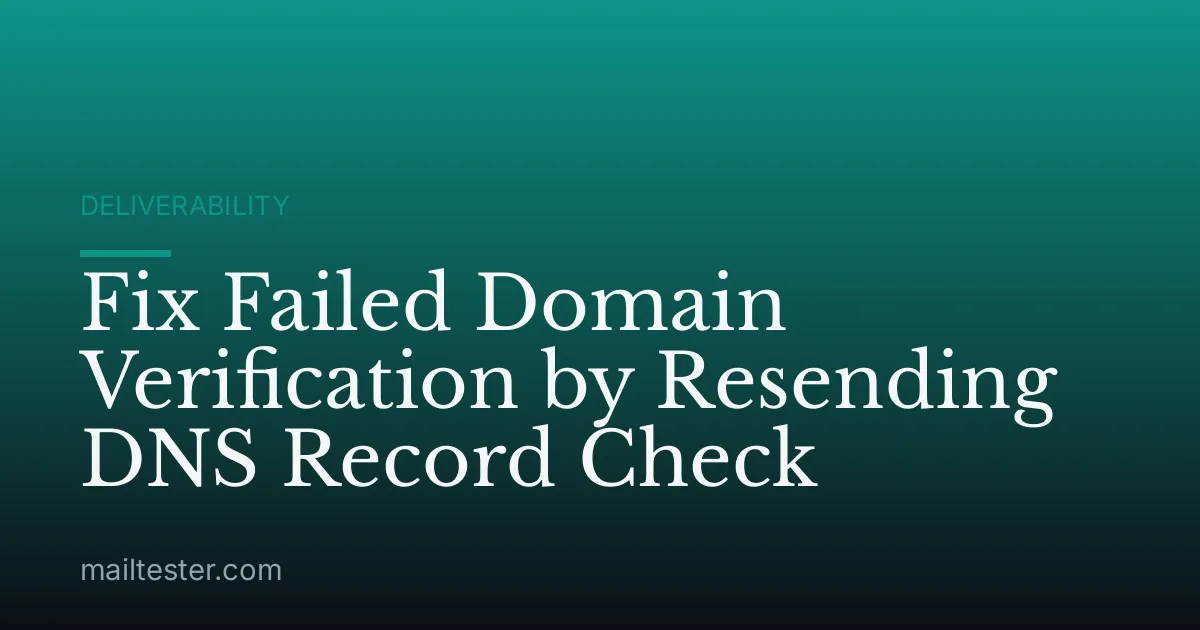 Fix Failed Domain Verification by Resending DNS Record Check