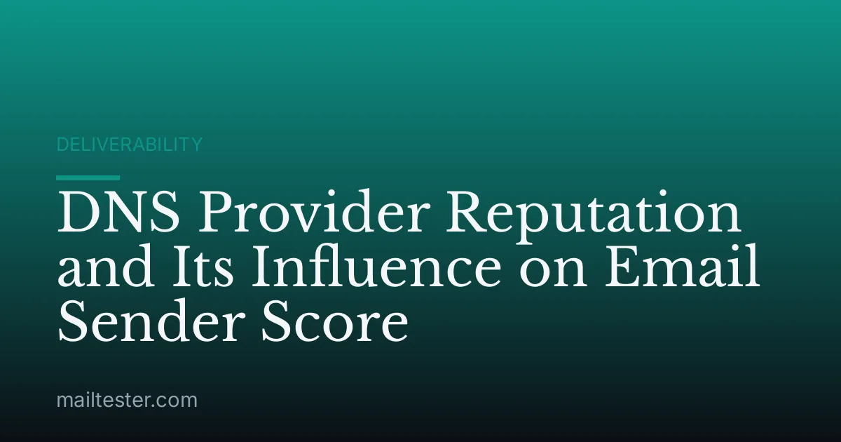 DNS Provider Reputation and Its Influence on Email Sender Score