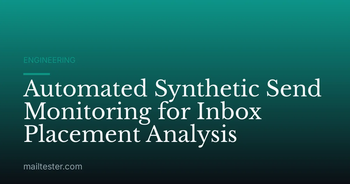 Automated Synthetic Send Monitoring for Inbox Placement Analysis