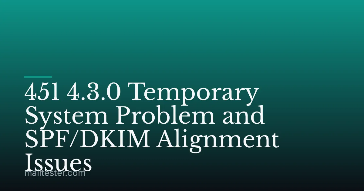 451 4.3.0 Temporary System Problem and SPF/DKIM Alignment Issues
