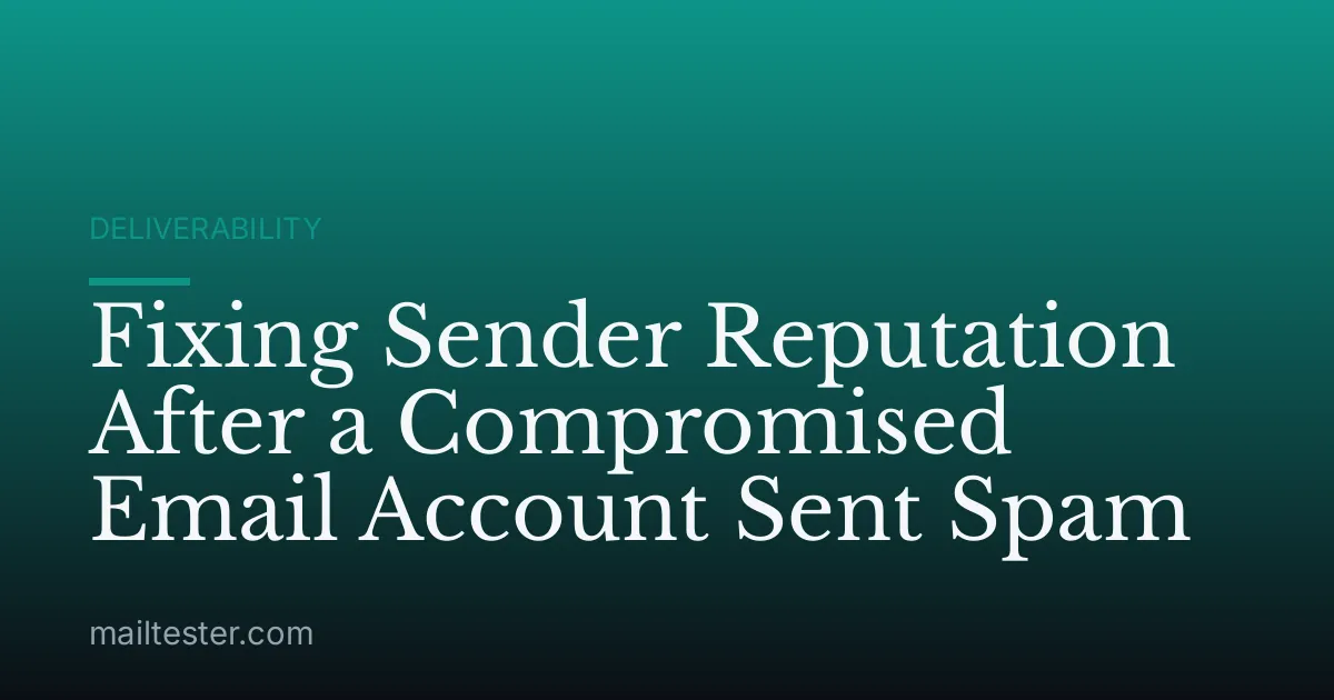Fixing Sender Reputation After a Compromised Email Account Sent Spam