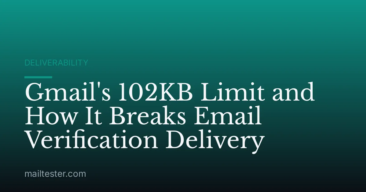 Gmail's 102KB Limit and How It Breaks Email Verification Delivery