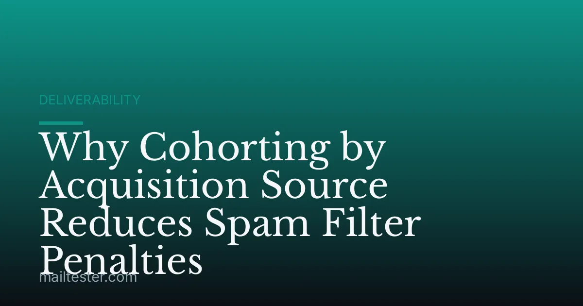 Why Cohorting by Acquisition Source Reduces Spam Filter Penalties