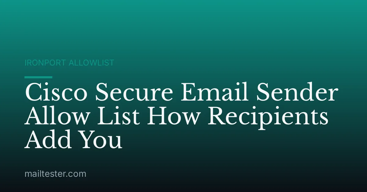 Cisco Secure Email Sender Allow List How Recipients Add You
