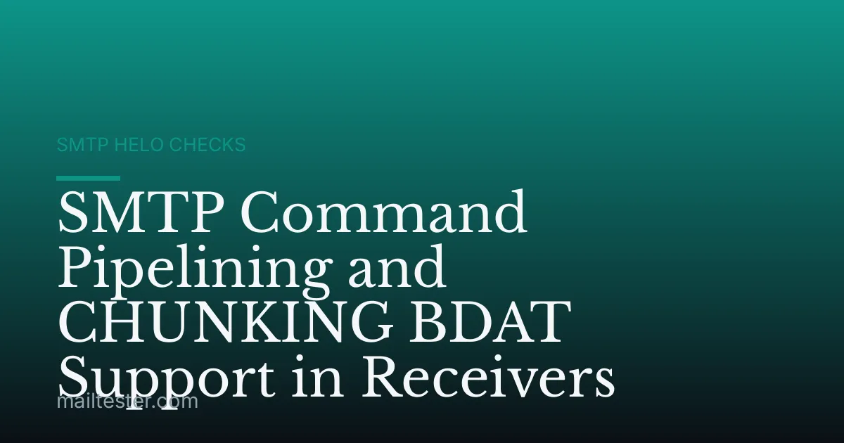 SMTP Command Pipelining and CHUNKING BDAT Support in Receivers