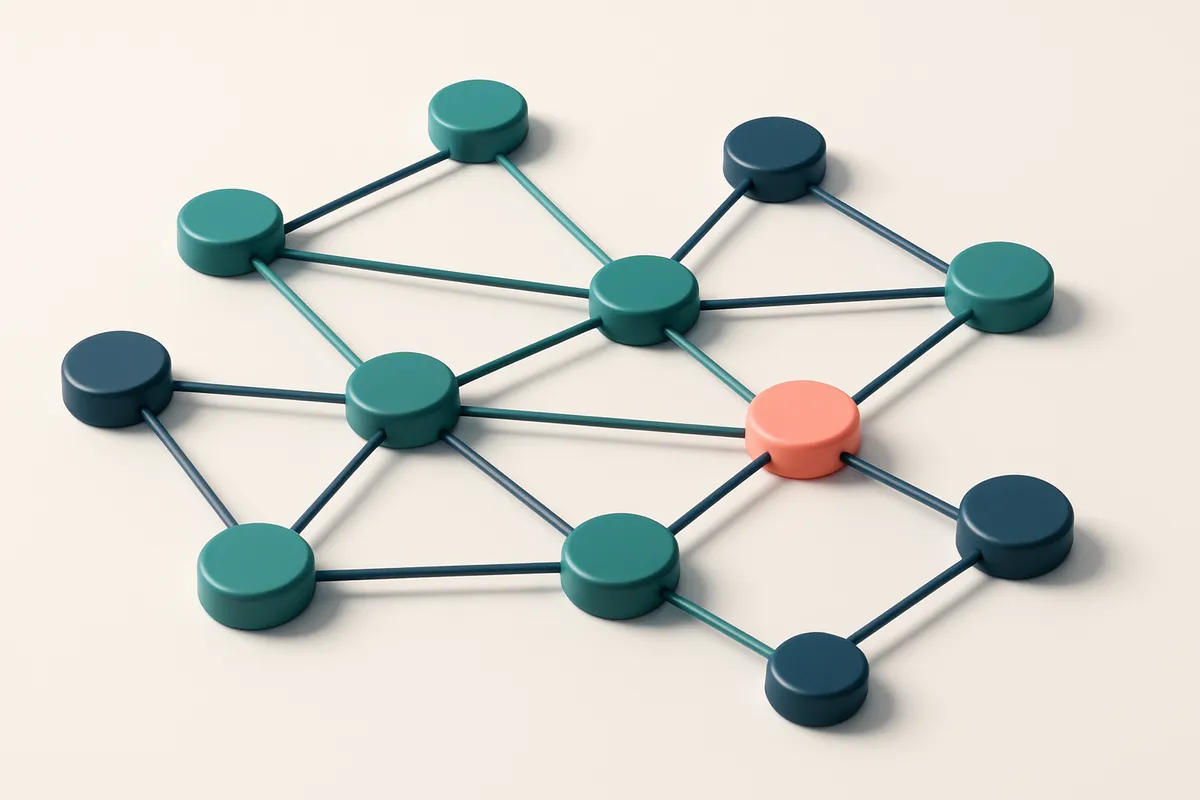 a network of small circular nodes connected by lines