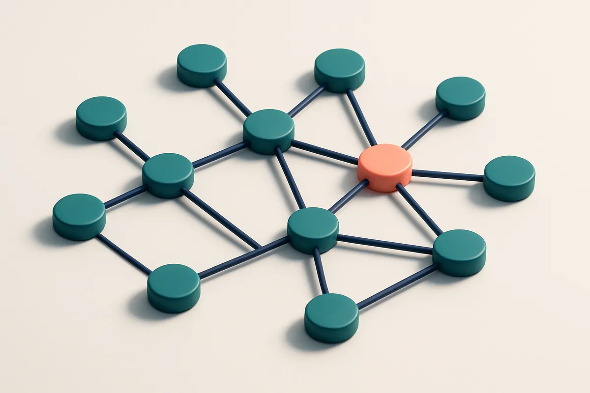 a network of small circular nodes connected by lines