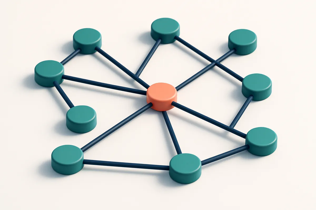 a network of small circular nodes connected by lines