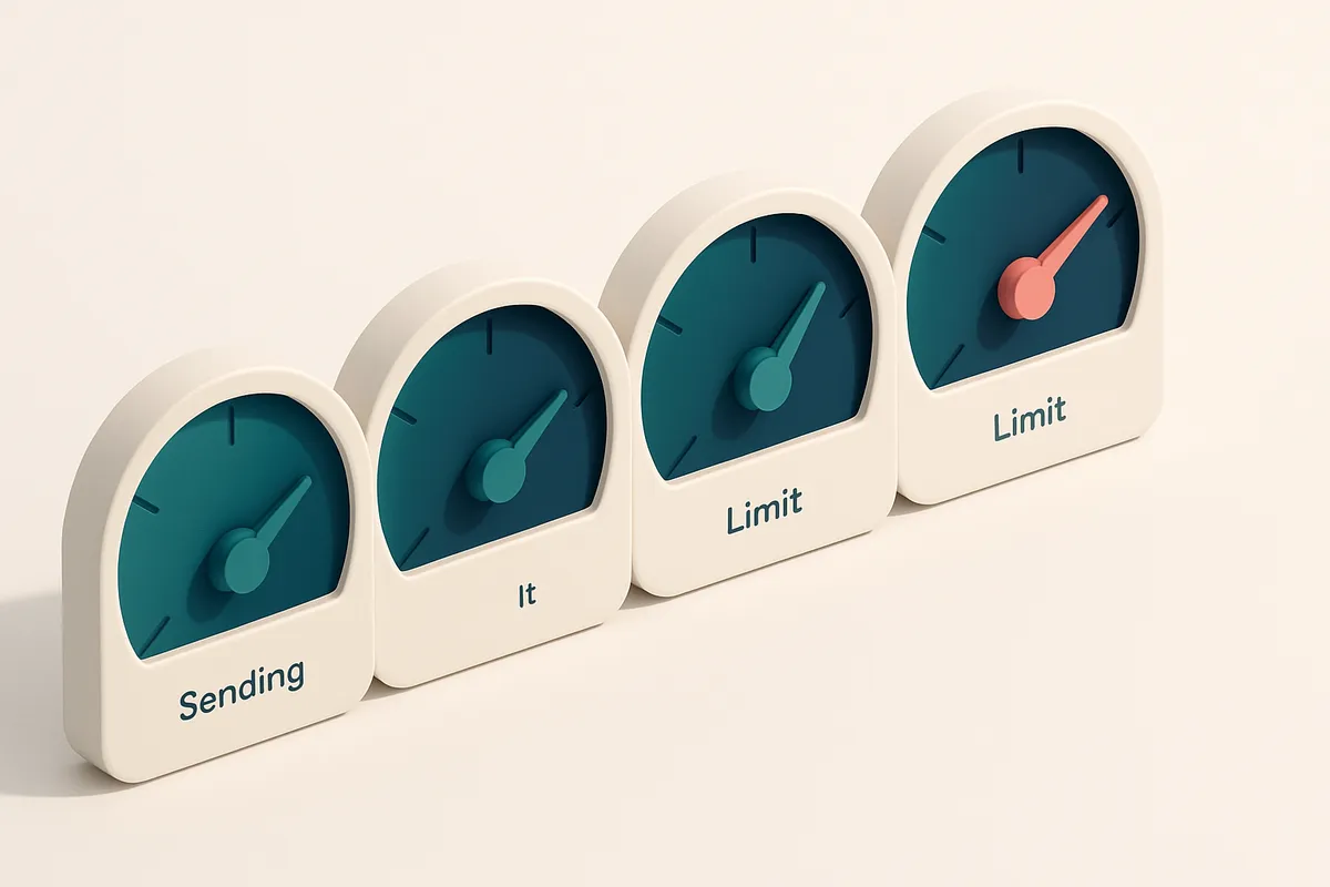 a row of four gauges, each with a different needle position, representing sending volume vs. limit