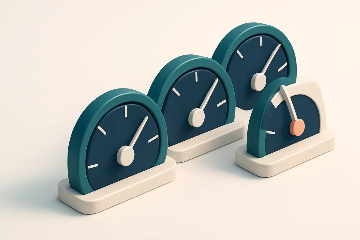 A row of four gauges labeled with 'Syntax', 'Domain', 'Pattern Risk', 'Trap Flag'