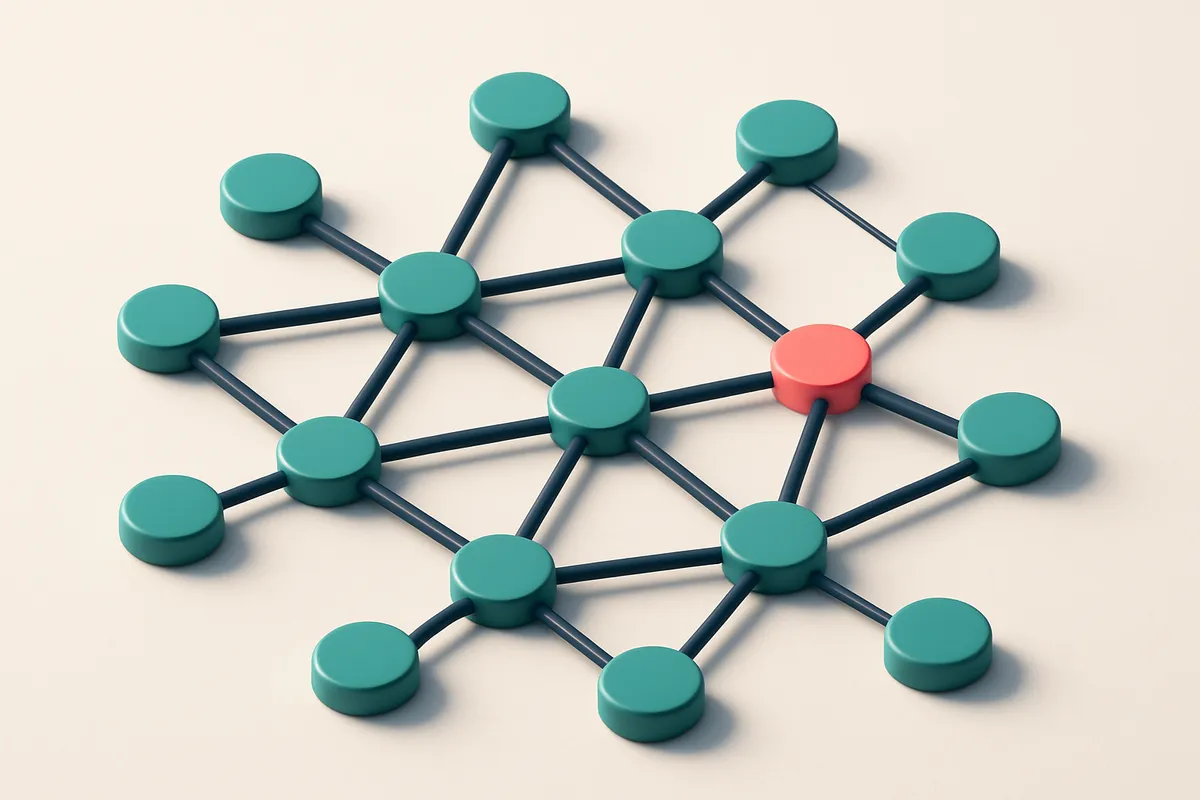 a network of small circular nodes connected by lines