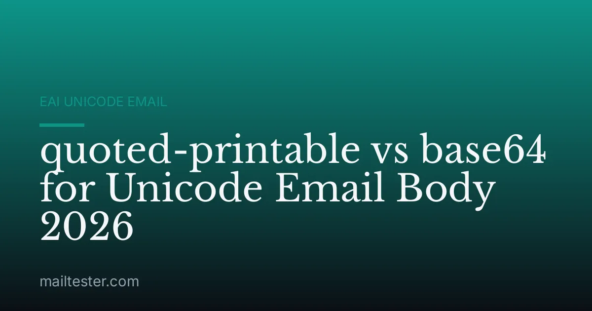 quoted-printable vs base64 for Unicode Email Body 2026