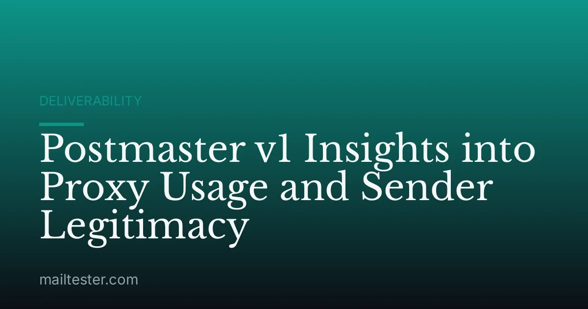 Postmaster v1 Insights into Proxy Usage and Sender Legitimacy