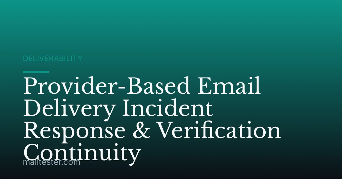 Provider-Based Email Delivery Incident Response & Verification Continuity