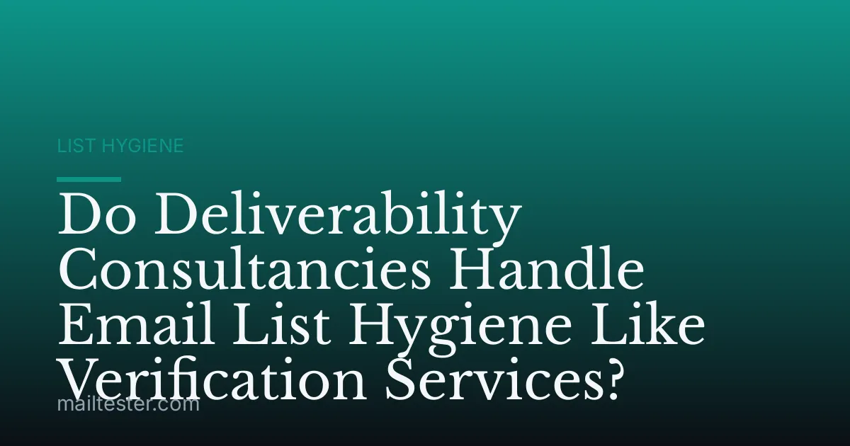 Do Deliverability Consultancies Handle Email List Hygiene Like Verification Services?