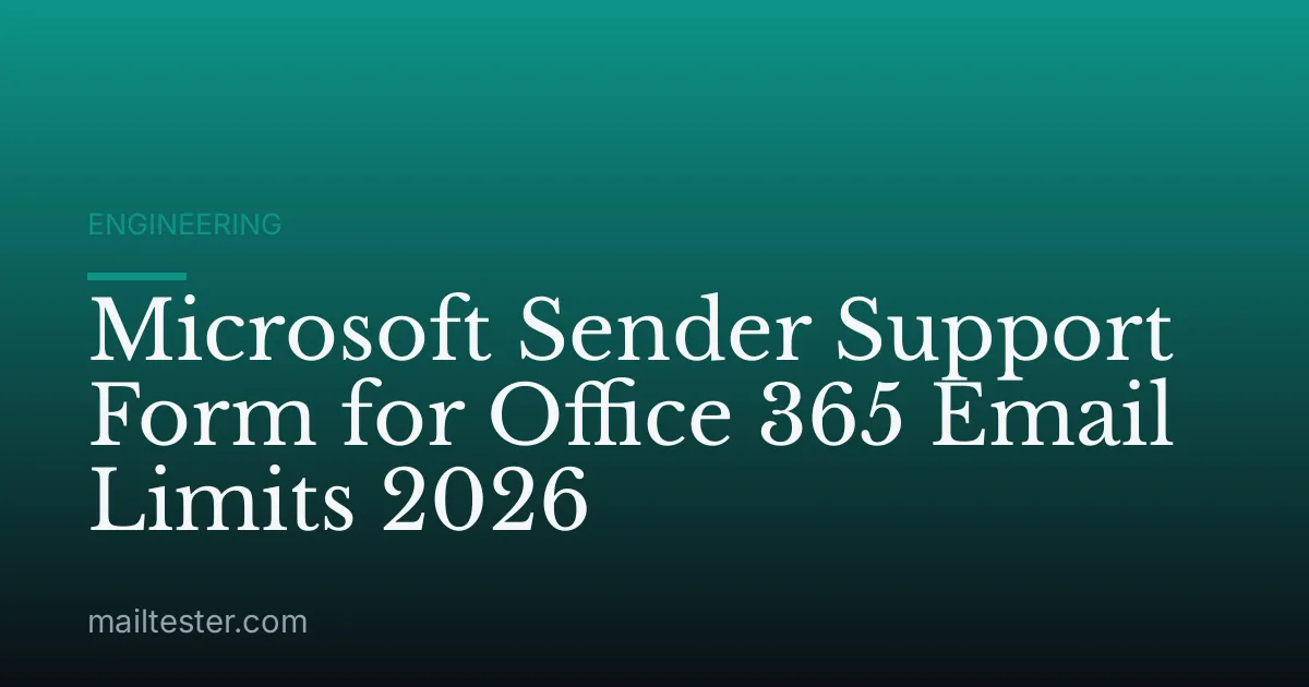 Microsoft Sender Support Form for Office 365 Email Limits 2026