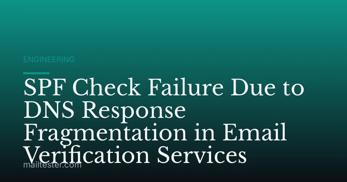 SPF Check Failure Due to DNS Response Fragmentation in Email Verification Services