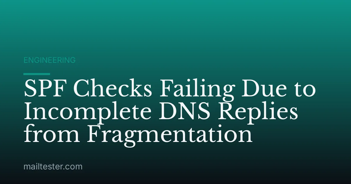 SPF Checks Failing Due to Incomplete DNS Replies from Fragmentation