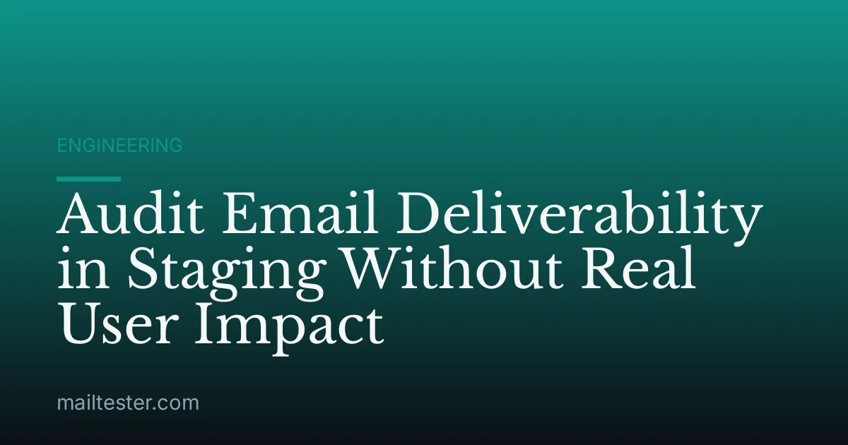 Audit Email Deliverability in Staging Without Real User Impact
