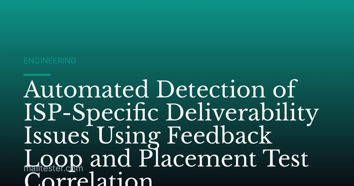 Automated Detection of ISP-Specific Deliverability Issues Using Feedback Loop and Placement Test Correlation