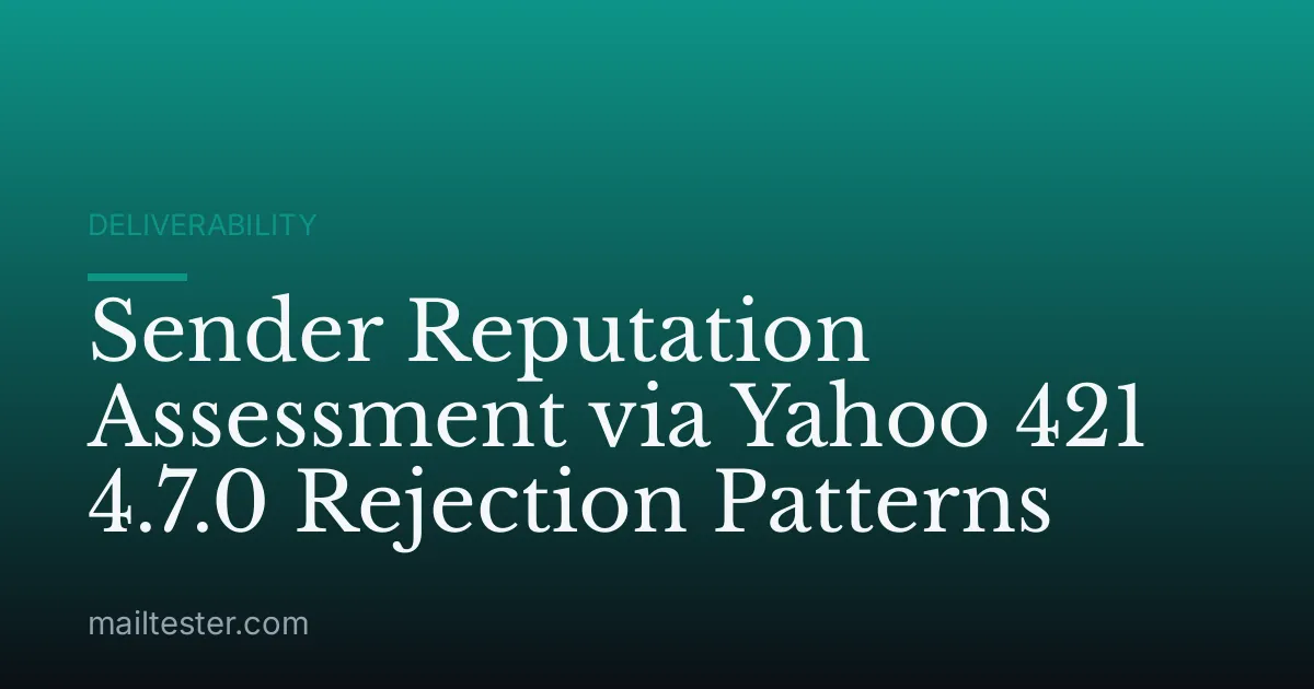 Sender Reputation Assessment via Yahoo 421 4.7.0 Rejection Patterns