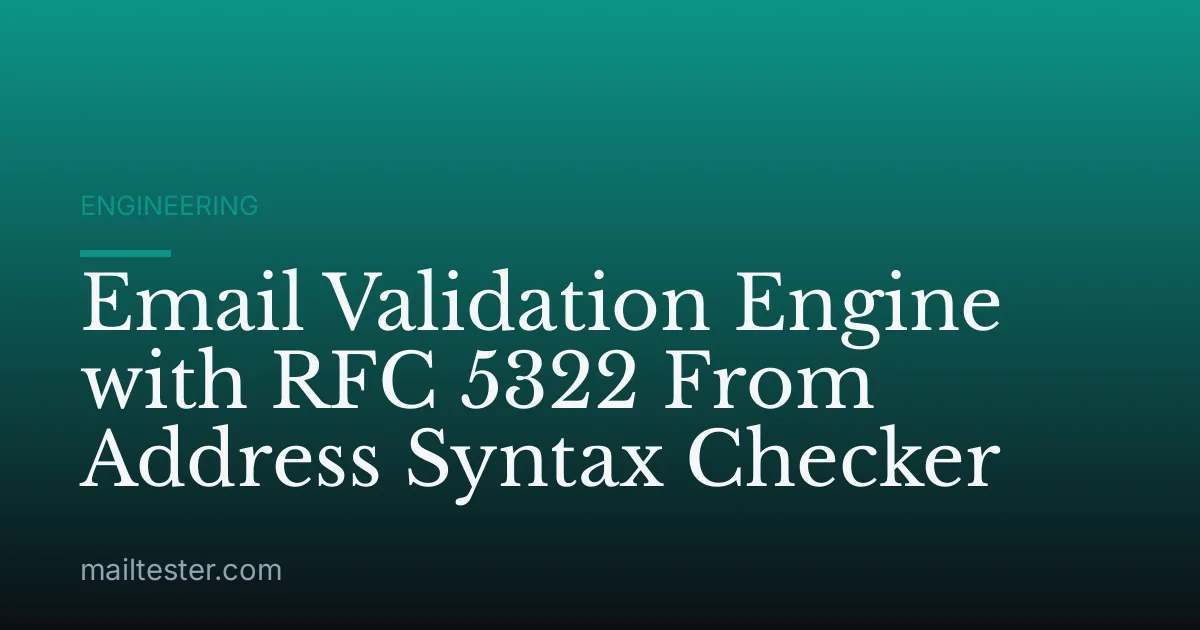 Email Validation Engine with RFC 5322 From Address Syntax Checker