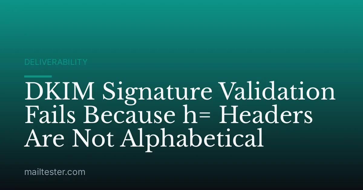 DKIM Signature Validation Fails Because h= Headers Are Not Alphabetical
