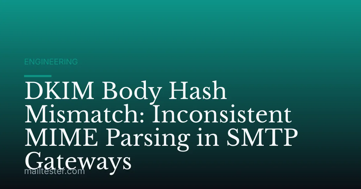 DKIM Body Hash Mismatch: Inconsistent MIME Parsing in SMTP Gateways
