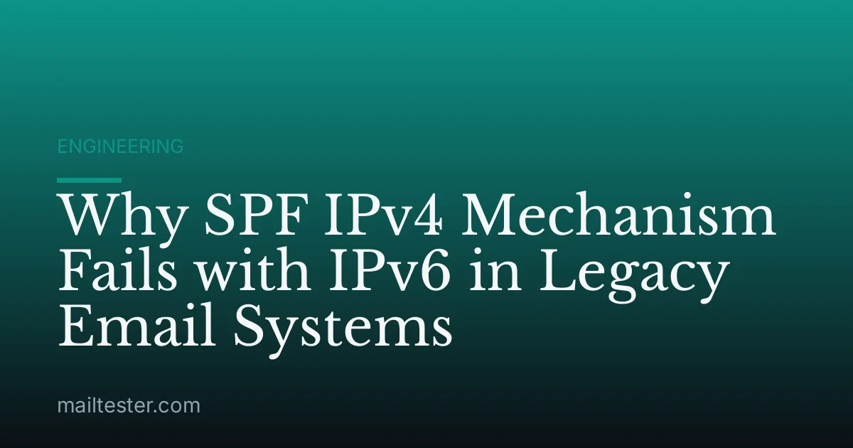 Why SPF IPv4 Mechanism Fails with IPv6 in Legacy Email Systems