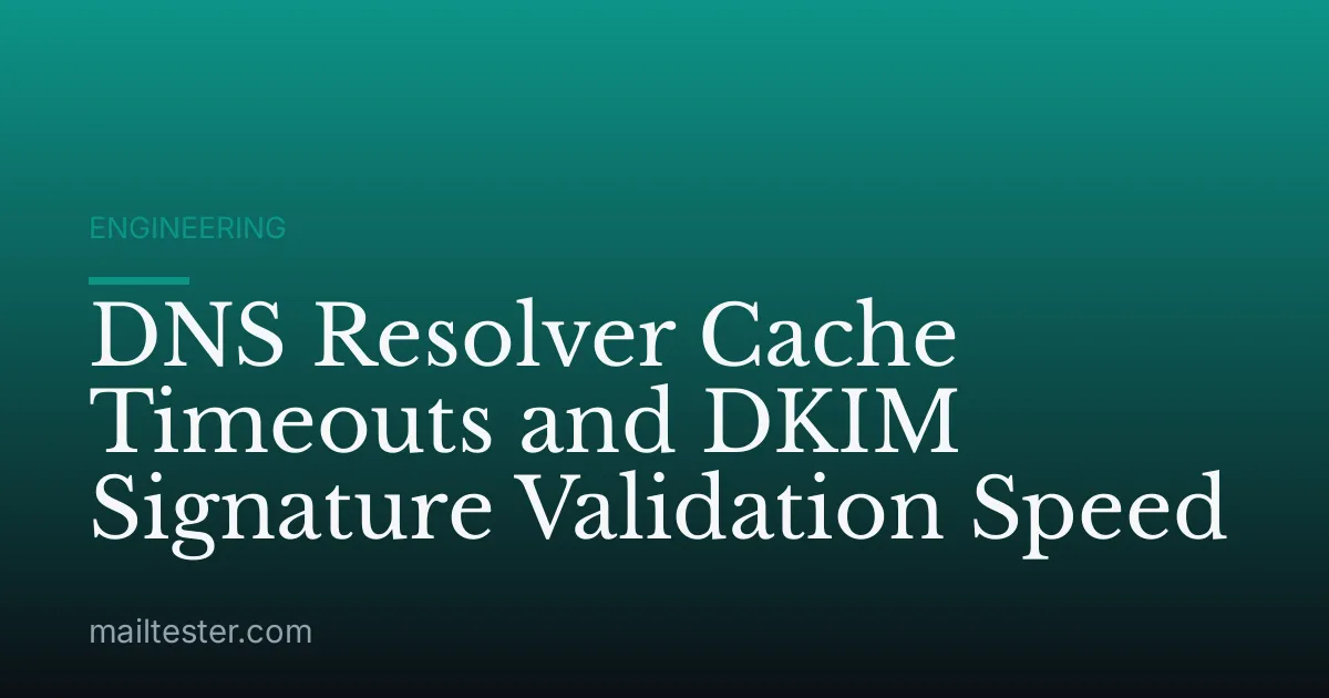 DNS Resolver Cache Timeouts and DKIM Signature Validation Speed