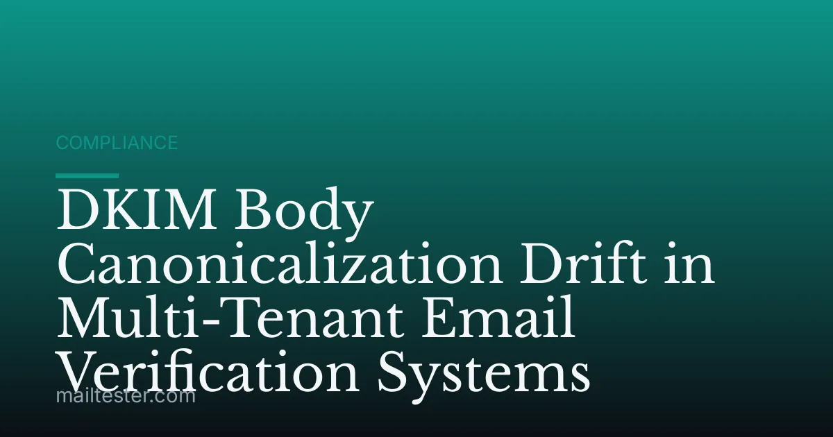DKIM Body Canonicalization Drift in Multi-Tenant Email Verification Systems