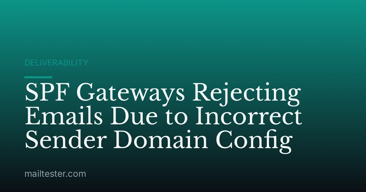 SPF Gateways Rejecting Emails Due to Incorrect Sender Domain Config
