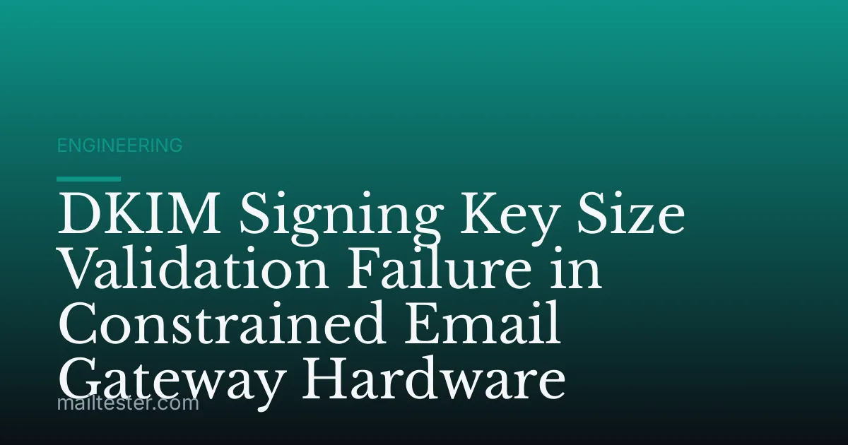 DKIM Signing Key Size Validation Failure in Constrained Email Gateway Hardware
