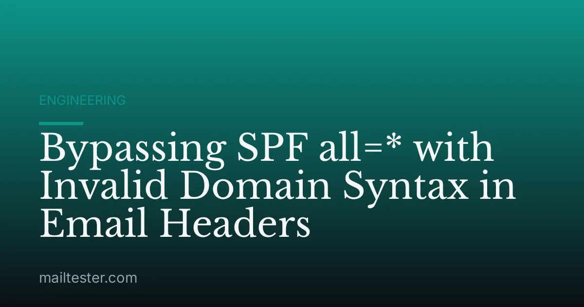 Bypassing SPF all=* with Invalid Domain Syntax in Email Headers
