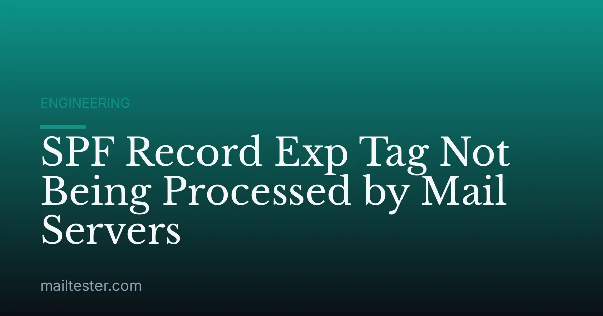 SPF Record Exp Tag Not Being Processed by Mail Servers