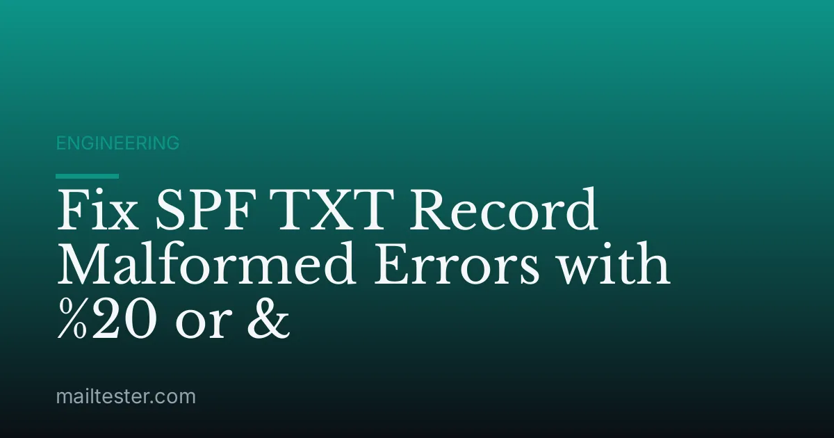 Fix SPF TXT Record Malformed Errors with %20 or &amp;