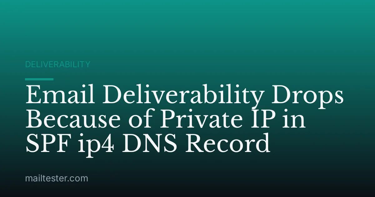 Email Deliverability Drops Because of Private IP in SPF ip4 DNS Record