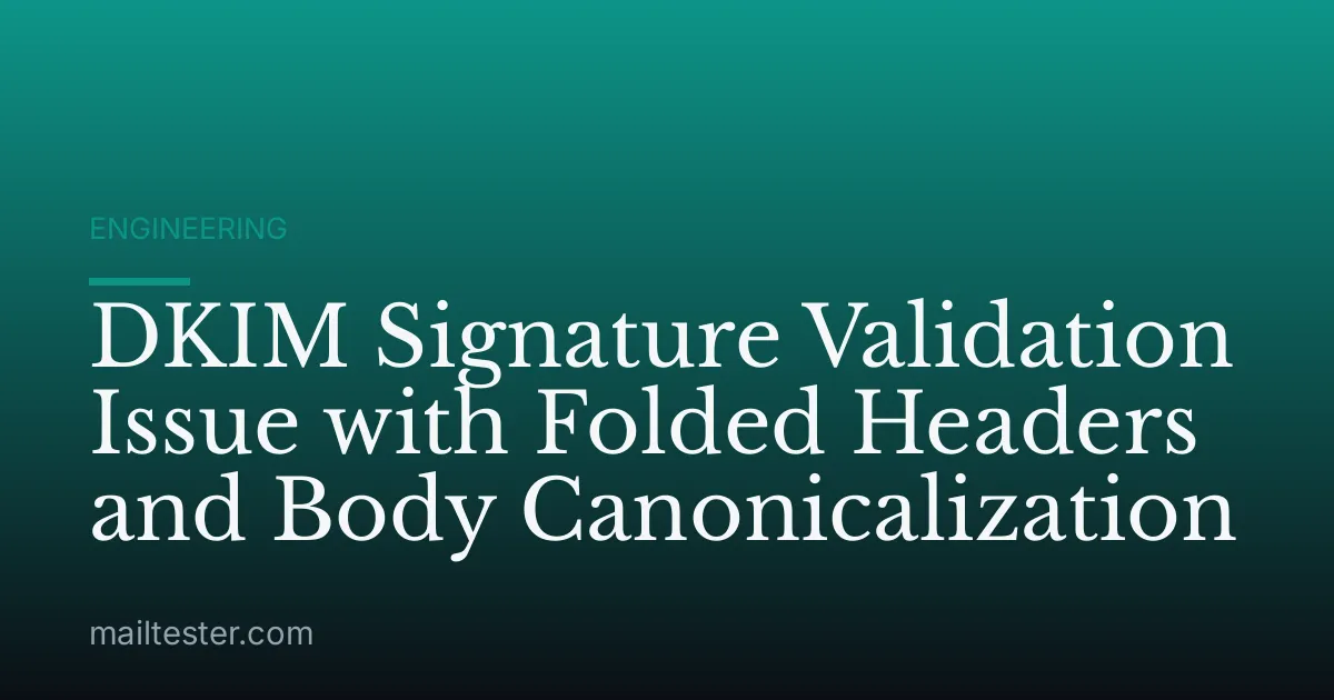 DKIM Signature Validation Issue with Folded Headers and Body Canonicalization