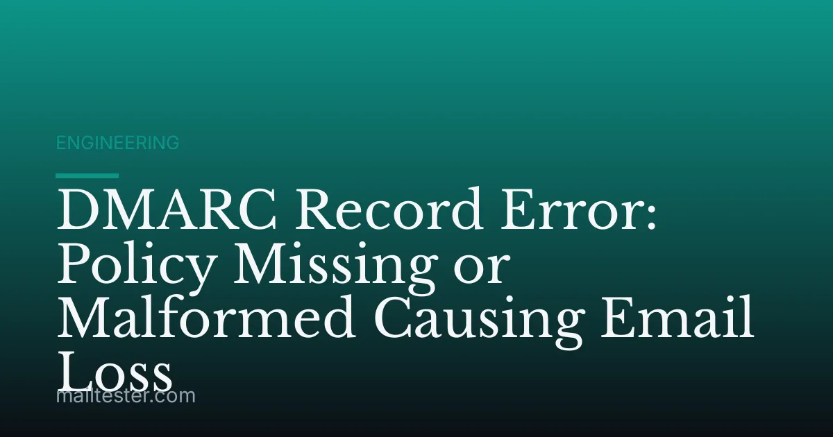 DMARC Record Error: Policy Missing or Malformed Causing Email Loss